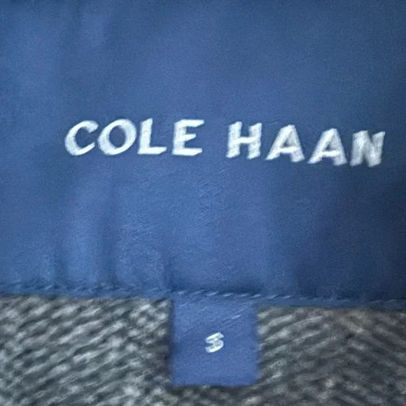 Cole Haan Men's Classic Wool Twill Topper Coat Ribbed Knit Bib Gray Black